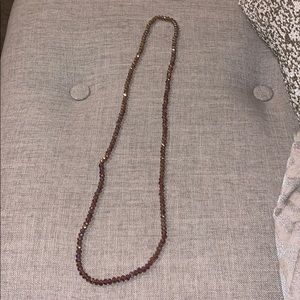 Iridescent beaded necklace elastic long layering